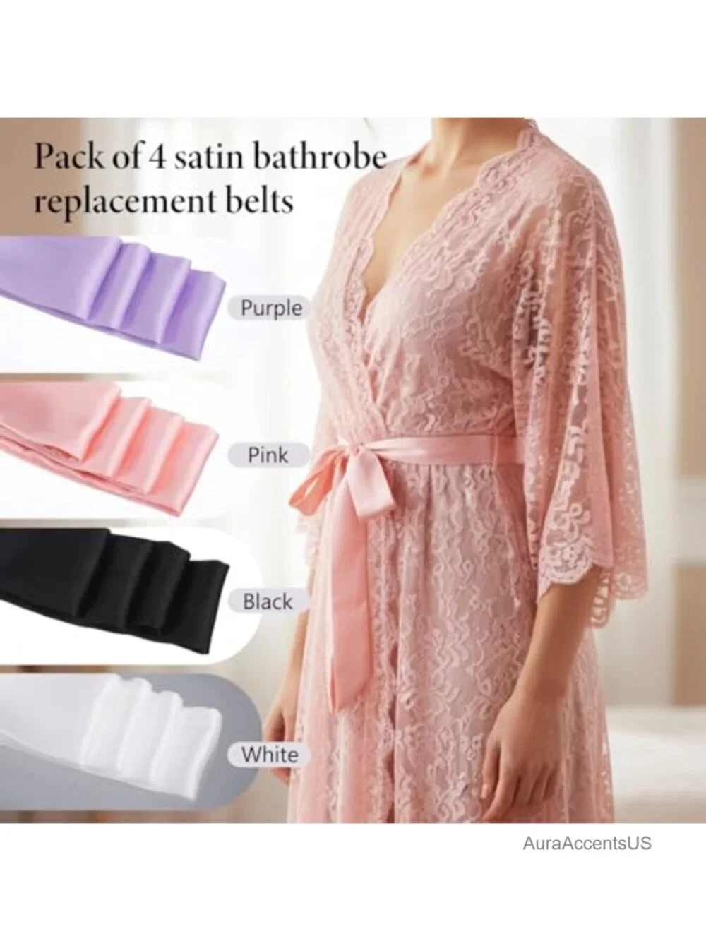 4 Satin Sash Belts 75x2